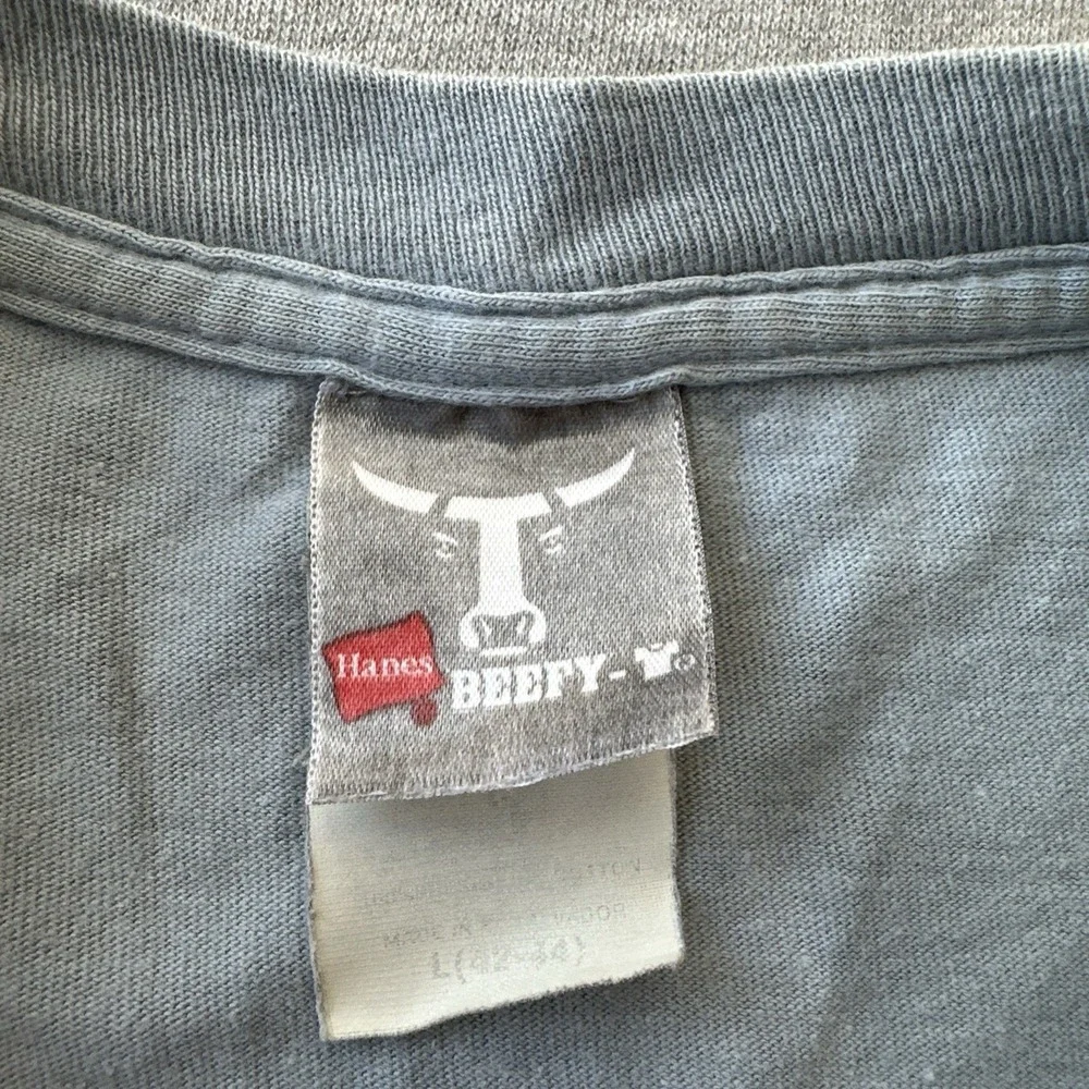hanes beefy t-shirts Size L Light Blue Color Go Stay Go - Picture 9 of 14